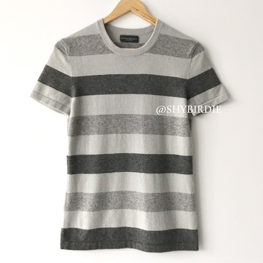 Banana Republic 100% Cashmere Striped T-Shirt Sweater